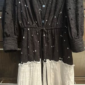 DYVNA Broderie Anglaise two tone maxi dress.